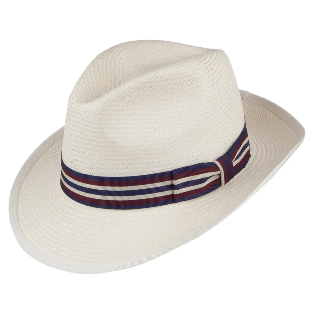 Denton Mayfair Fedora Toyo Strohhut - Perlweiß