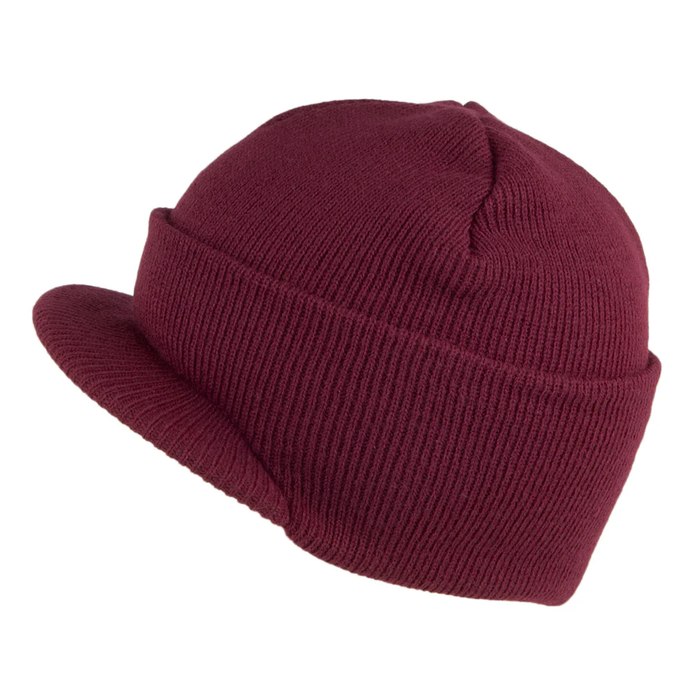 Dorfman-Pacific Beanie Mütze mit Visier - Burgunderrot