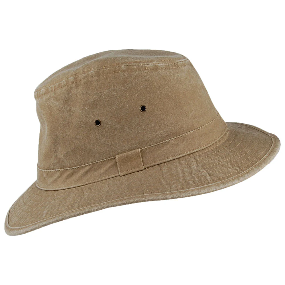 Dorfman Pacific Rondavel Safari Fedora Hut aus Baumwolle - Khaki - Image 2