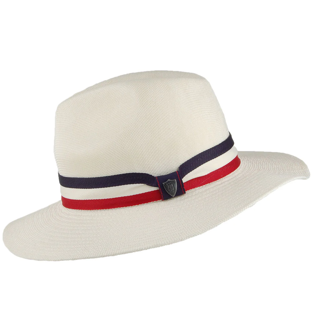 Dorfman Pacific Safari Fedora Hut mit gestreiftem Band - Elfenbein - Image 2