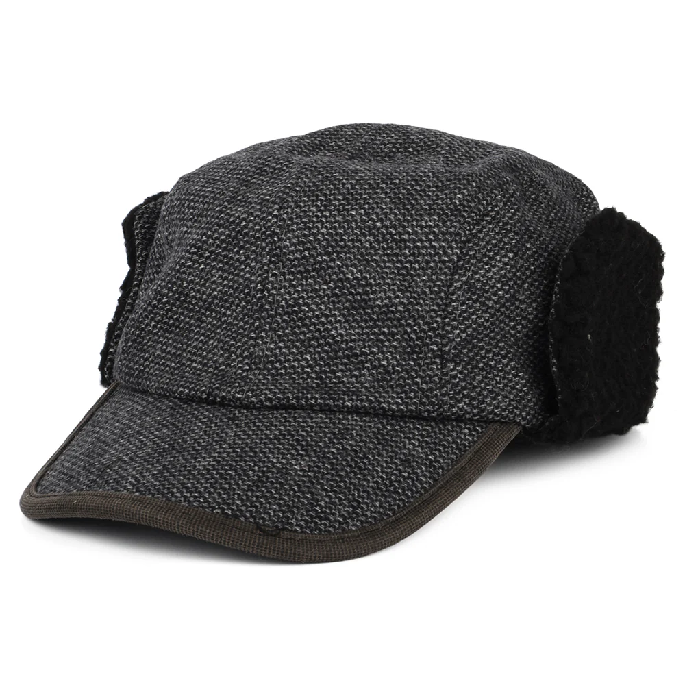 Dorfman Pacific Winter Baseball Cap Nail-Head mit Ohrenklappen - Anthrazit