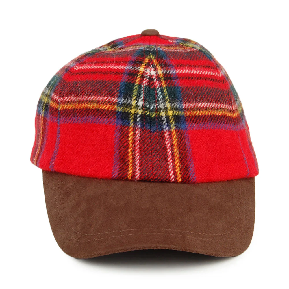 Failsworth Baseball Cap mit Schottenmuster aus Lammwolle - Rot-Multi - Image 2