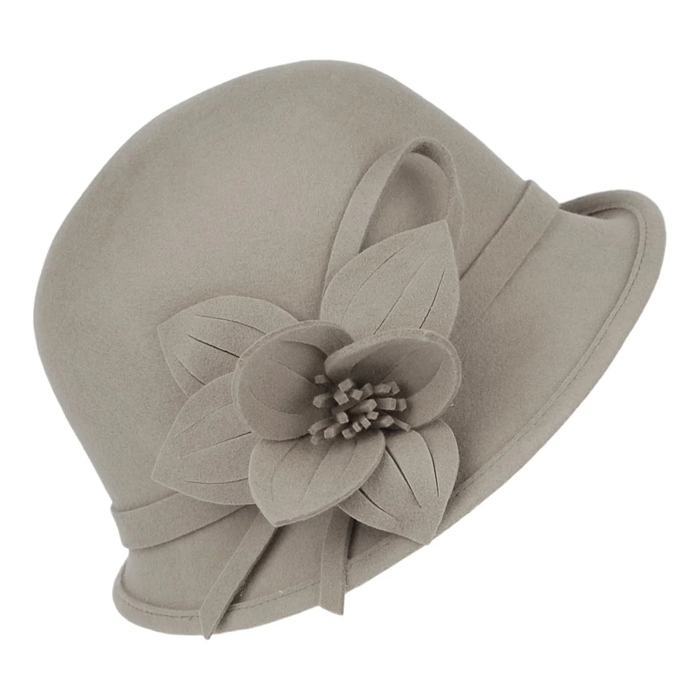 Failsworth Blumen Glockenhut aus Wollfilz - Latte - Image 2