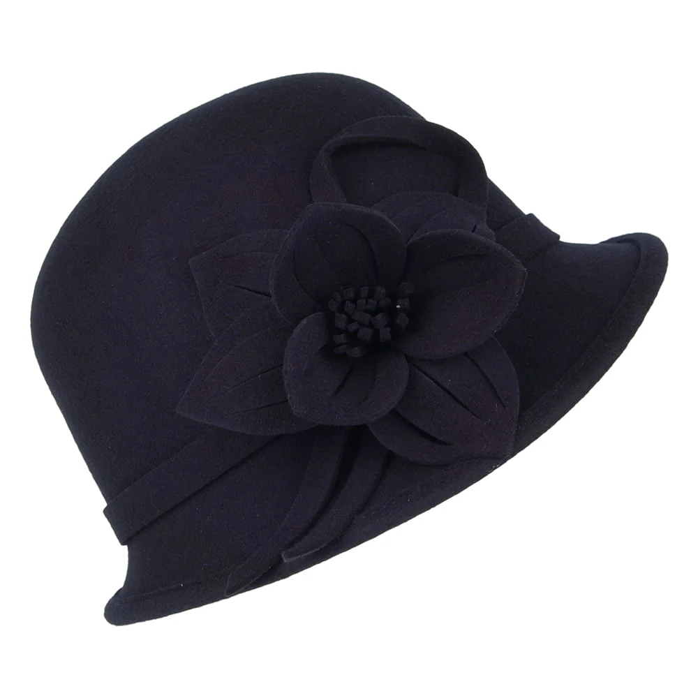 Failsworth Blumen Glockenhut aus Wollfilz - Marineblau - Image 2