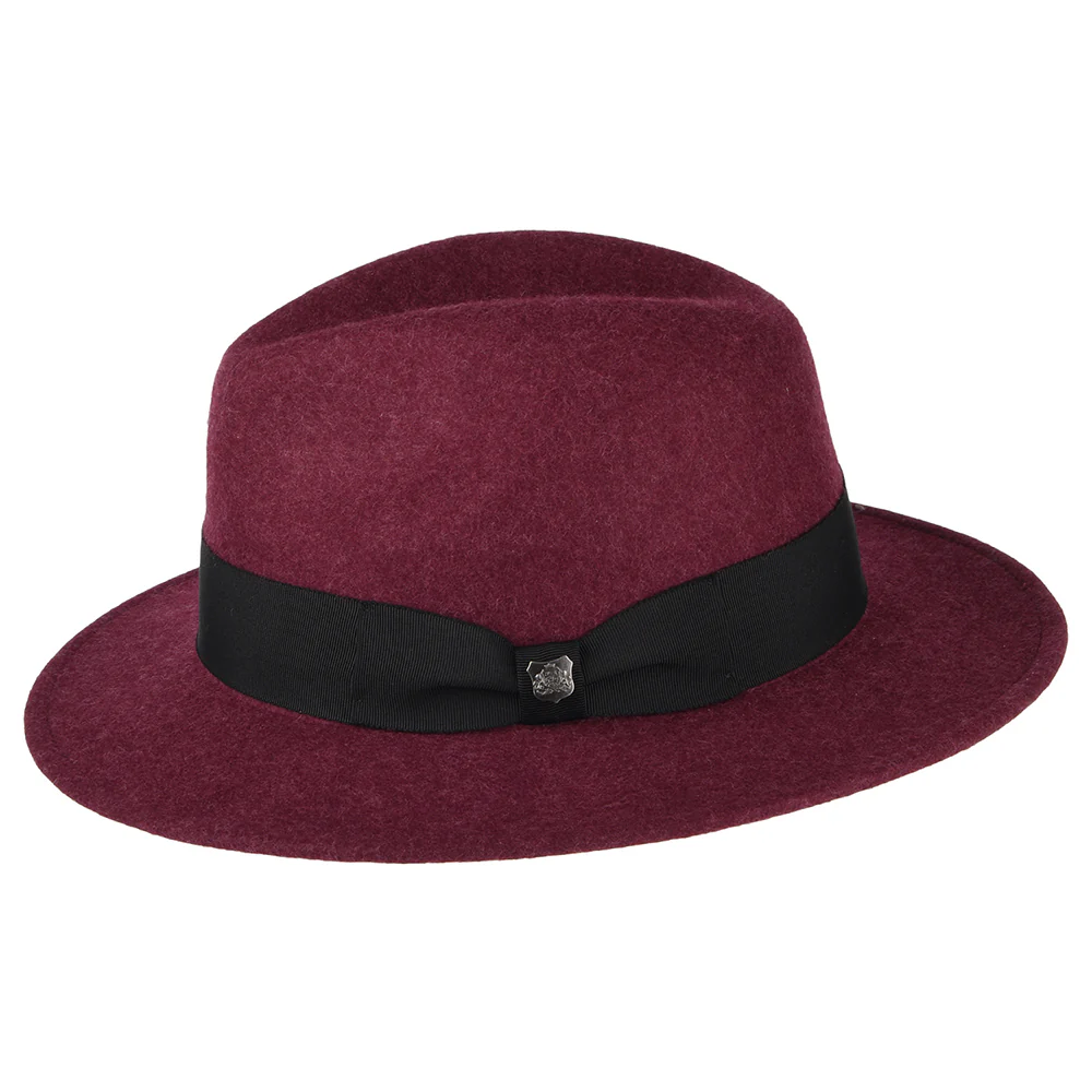Failsworth Boston Wasserabweisender Fedora Hut Heather aus Wollfilz - Merlot - Image 2
