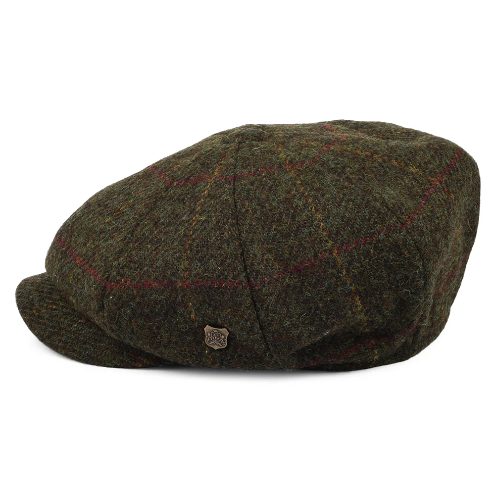Failsworth Carloway HARRIS TWEED Ballonmütze im Fensterscheibenmuster - Olivgrün - Image 3