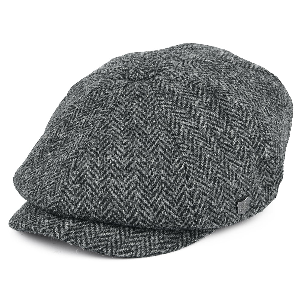 Failsworth Carloway HARRIS TWEED Ballonmütze mit Fischgrätmuster - Anthrazit