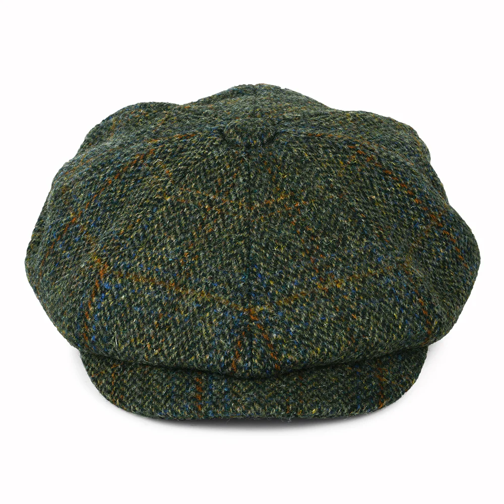 Failsworth Carloway HARRIS TWEED Ballonmütze mit Fischgrätmuster - Olivgrün-Blau-Rostrot - Image 2
