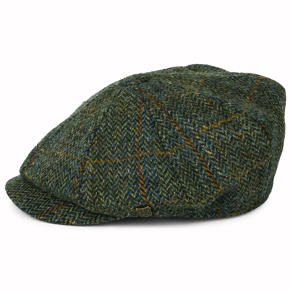 Failsworth Carloway HARRIS TWEED Ballonmütze mit Fischgrätmuster - Olivgrün-Blau-Rostrot - Image 3
