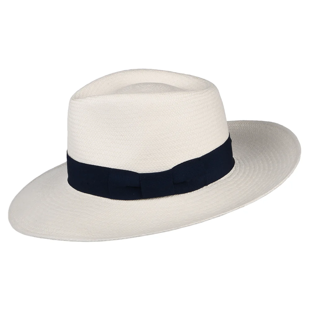 Failsworth Chatsworth Panama Fedora Hut - Perlweiß-Marineblau - Image 2