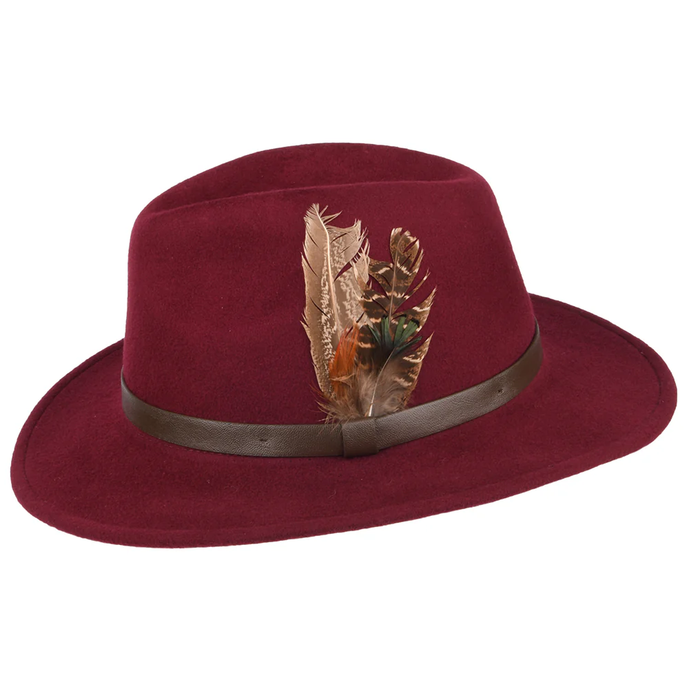 Failsworth Cheltenham Wasserabweisender Fedora Hut aus Wollfilz - Merlot - Image 2