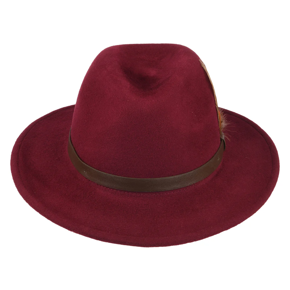 Failsworth Cheltenham Wasserabweisender Fedora Hut aus Wollfilz - Merlot - Image 3
