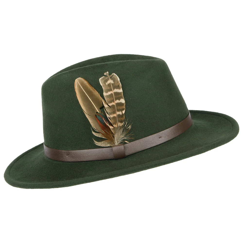 Failsworth Cheltenham Wasserabweisender Fedora Hut aus Wollfilz - Olivgrün - Image 2