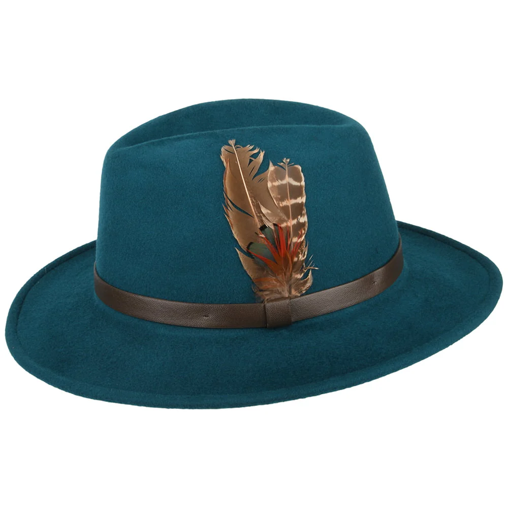 Failsworth Cheltenham Wasserabweisender Fedora Hut aus Wollfilz - Petrol - Image 3