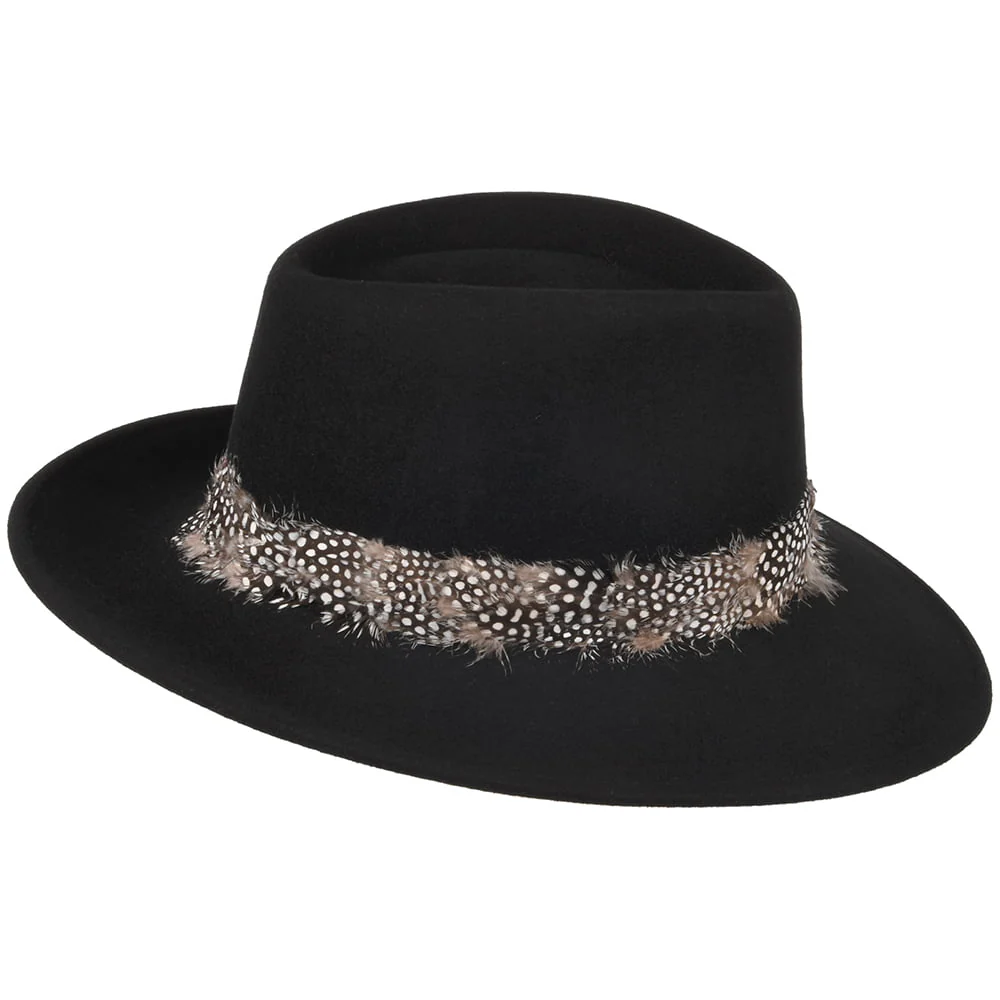 Failsworth Country Feder Fedora Hut - Schwarz - Image 2