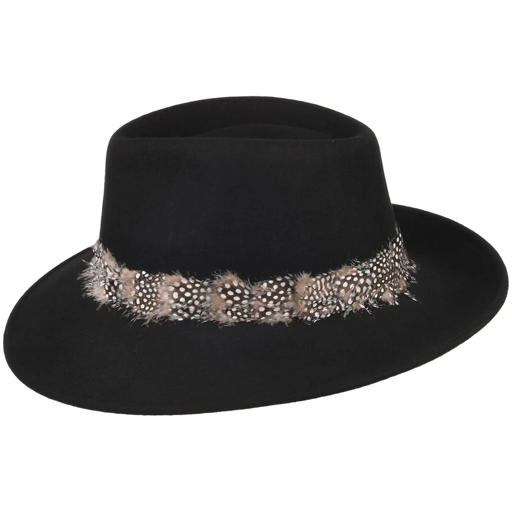 Failsworth Country Feder Fedora Hut - Schwarz - Image 4