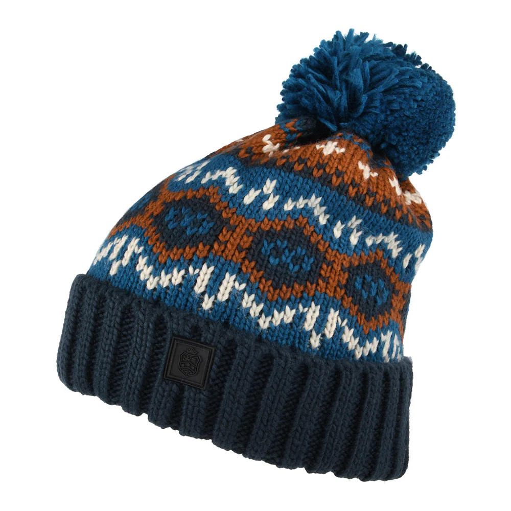 Failsworth Fair Isle Bommelmütze - Petrol