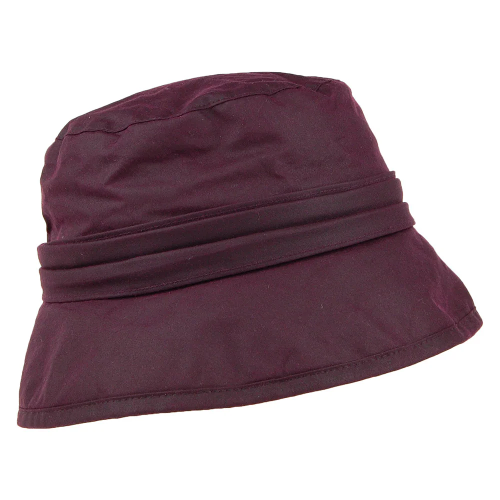 Failsworth Fischerhut aus gewachster Baumwolle mit Schleife - Merlot - Image 3