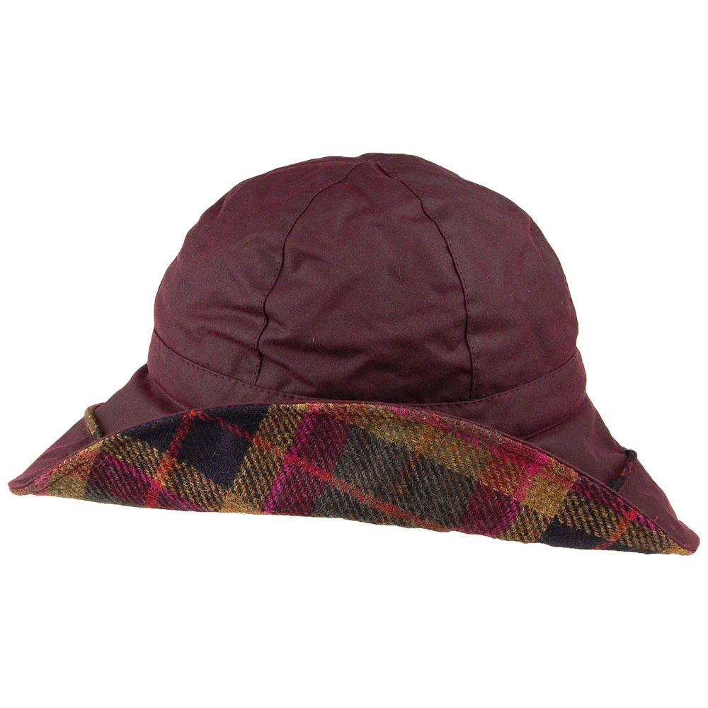 Failsworth Fischerhut mit Karo-Zierstreifen aus gewachster Baumwolle - Merlot - Image 2