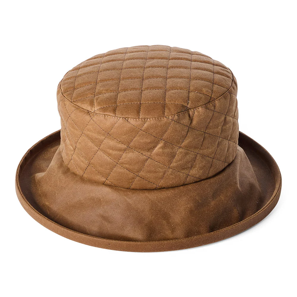 Failsworth Gesteppte Fischerhut aus British Waxed Cotton - Hellbraun