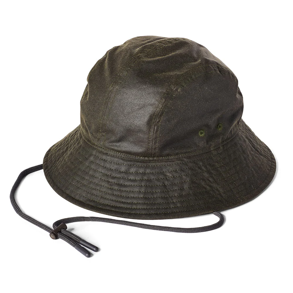 Failsworth Glasto Fischerhut aus British Waxed Cotton - Olivgrün