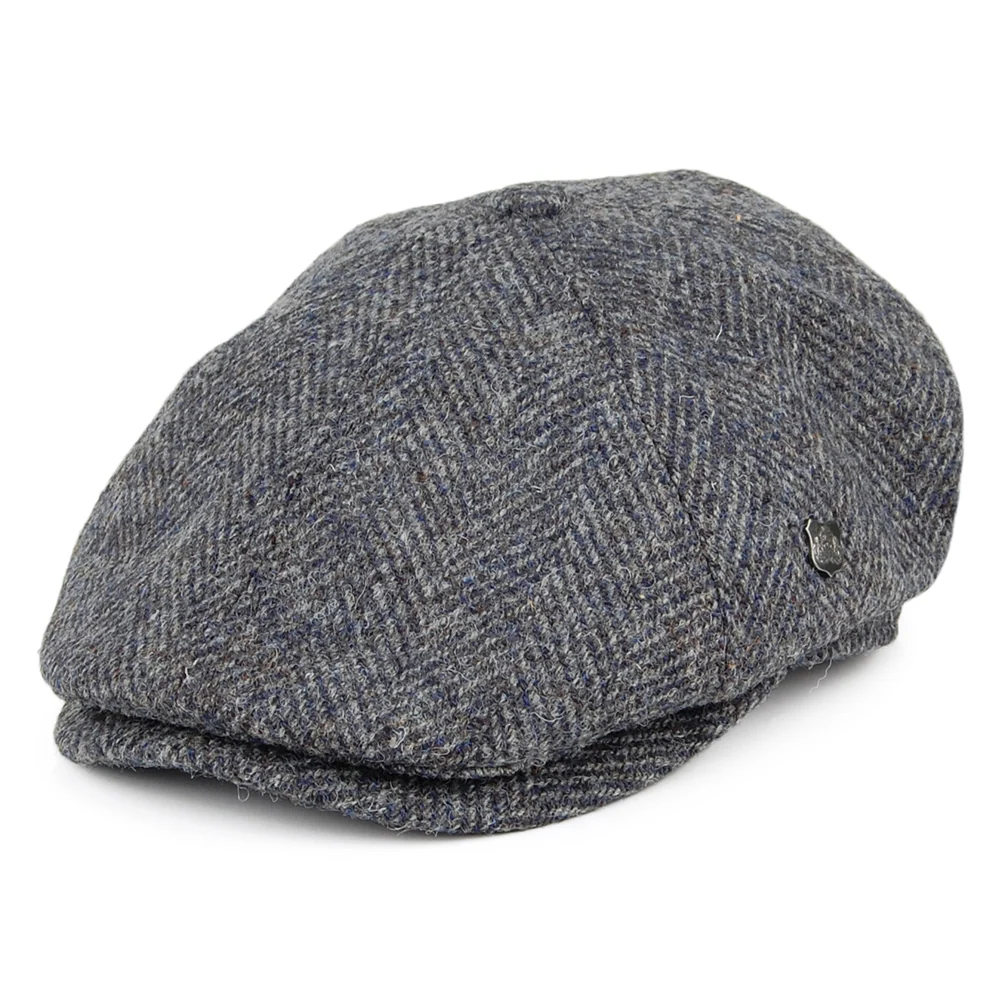 Failsworth Hudson HARRIS TWEED Ballonmütze mit Fischgrätmuster - Blau-Grau