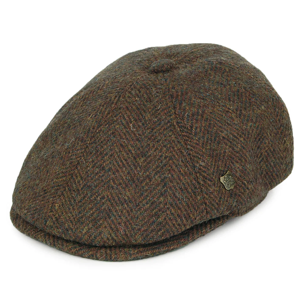 Failsworth Hudson HARRIS TWEED Ballonmütze mit Fischgrätmuster - Braun