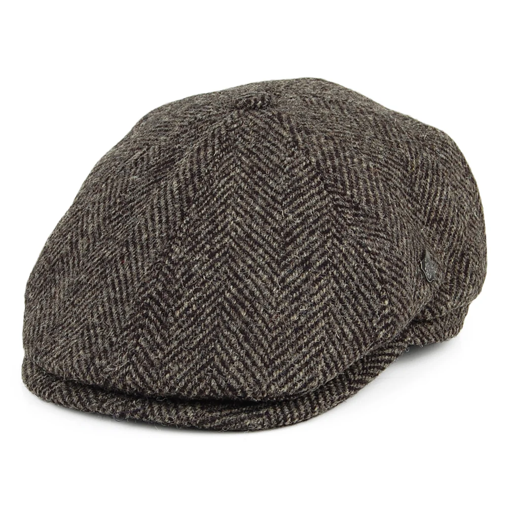 Failsworth Hudson HARRIS TWEED Ballonmütze mit Fischgrätmuster - Grau-Schwarz