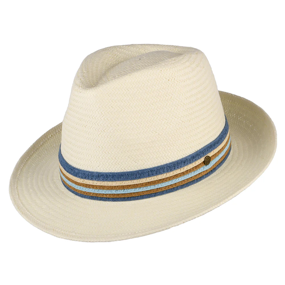 Failsworth Monaco Fedora Hut aus Toyo Stroh - Perlweiß