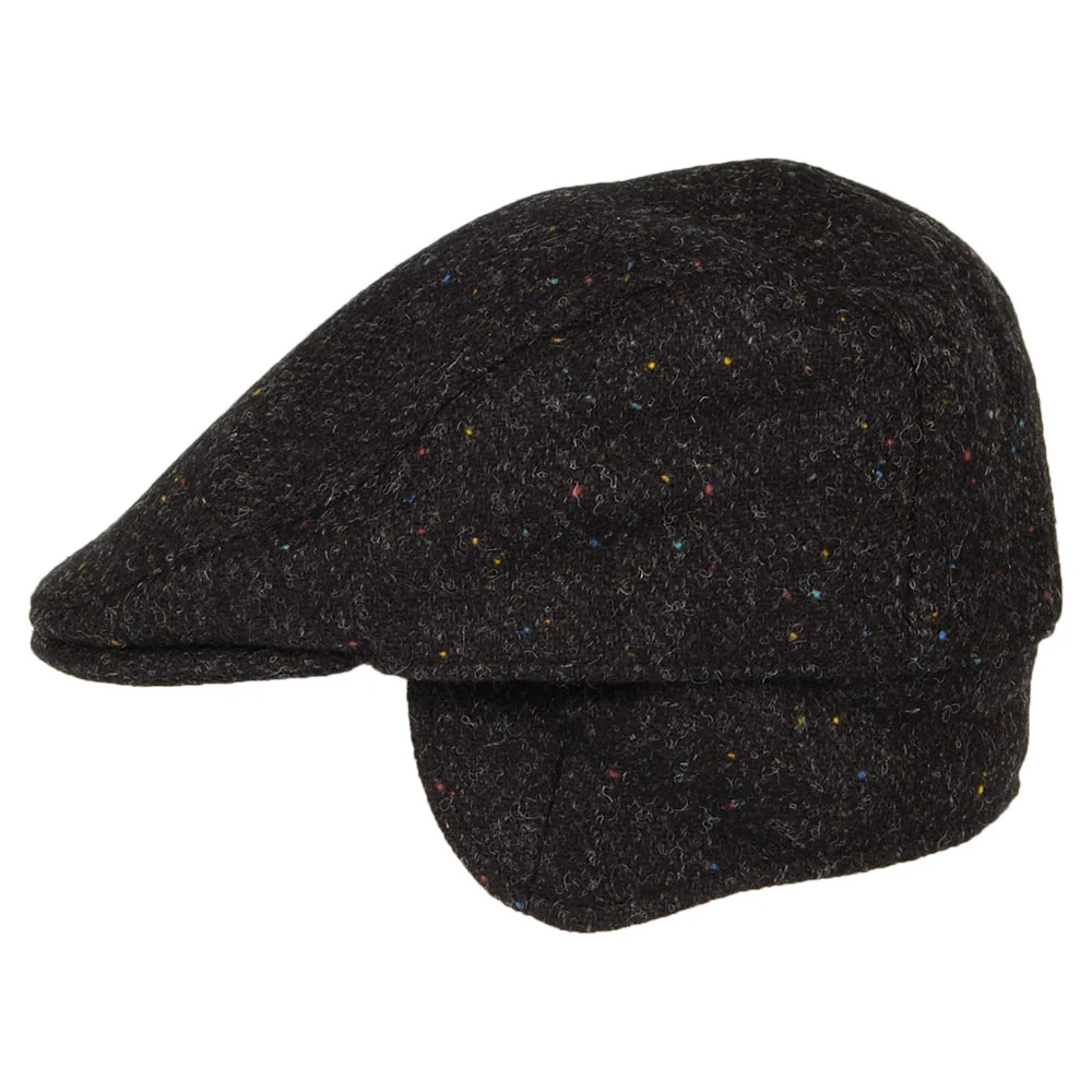 Failsworth Oban HARRIS TWEED Schiebermütze mit Fischgrätmuster mit Ohrenklappen - Anthrazit - Image 2