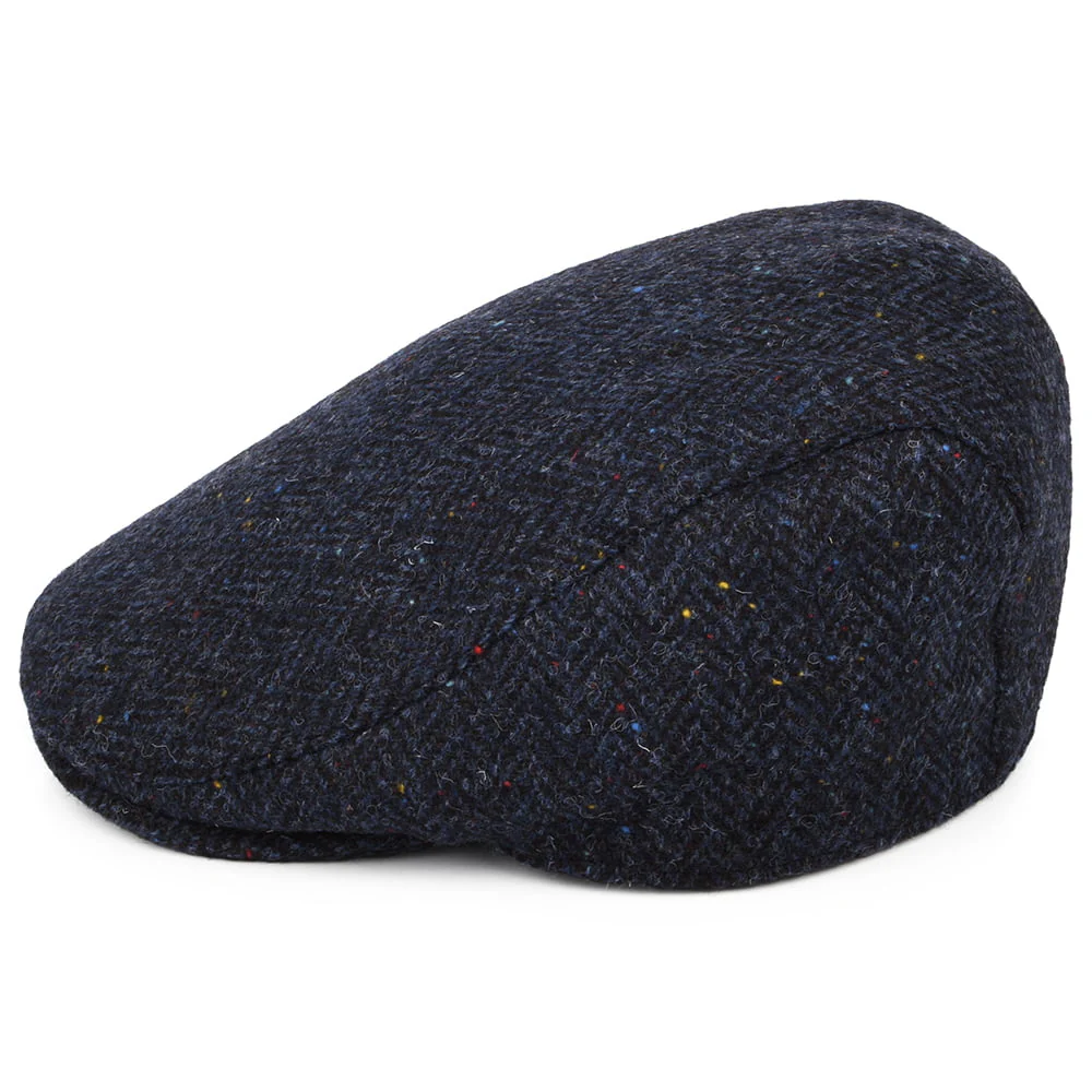 Failsworth Oban HARRIS TWEED Schiebermütze mit Fischgrätmuster mit Ohrenklappen - Marineblau - Image 4
