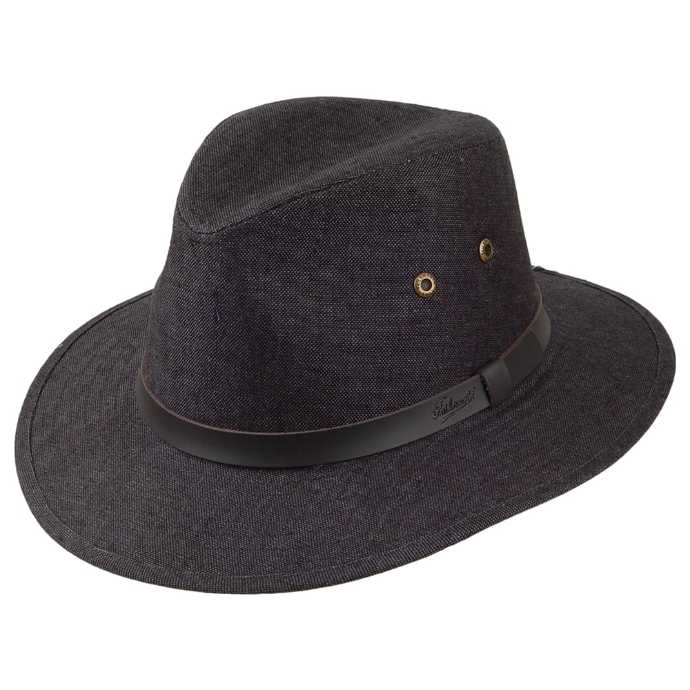 Failsworth Safari Fedora Hut aus Irischem Leinen - Anthrazit