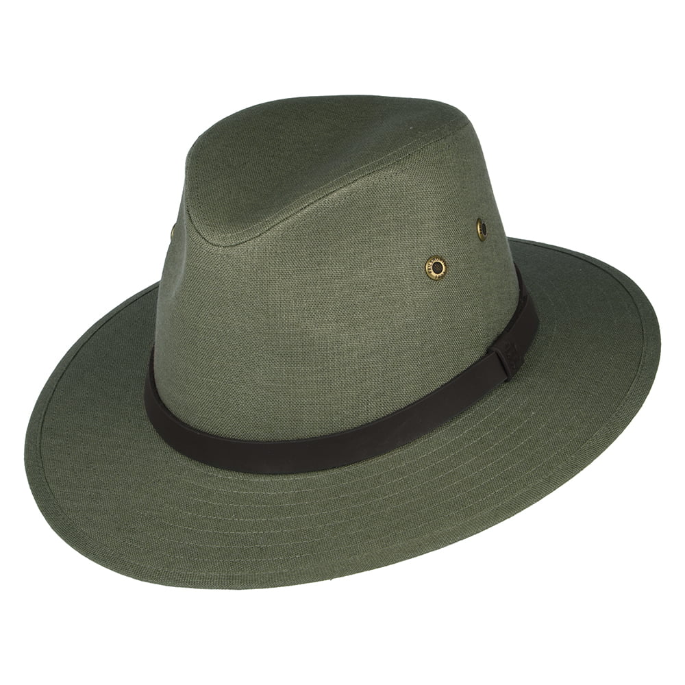 Failsworth Safari Fedora Hut aus Irischem Leinen - Khaki