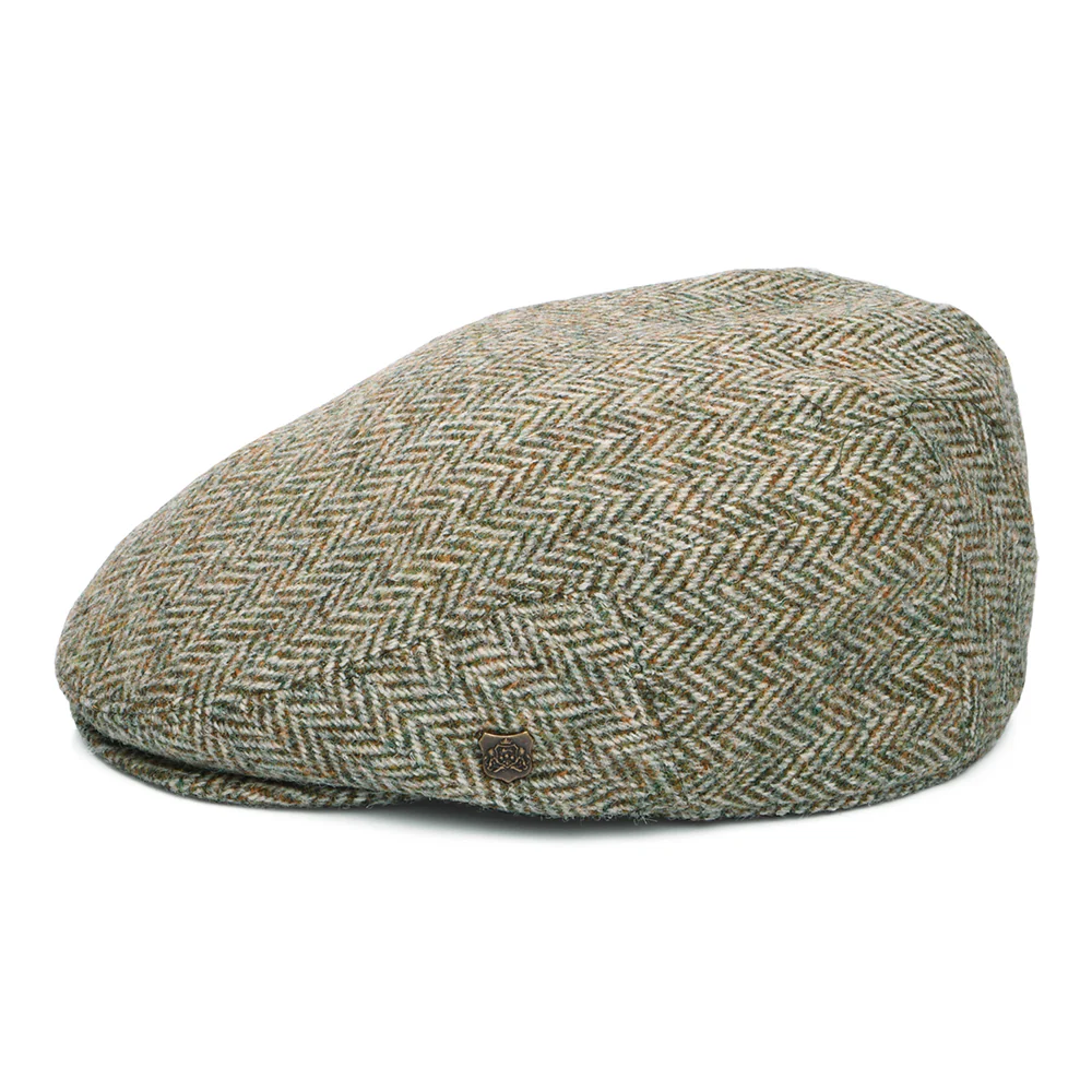 Failsworth Stornoway HARRIS TWEED Schiebermütze mit Fischgrätmuster - Khaki-Beige - Image 3