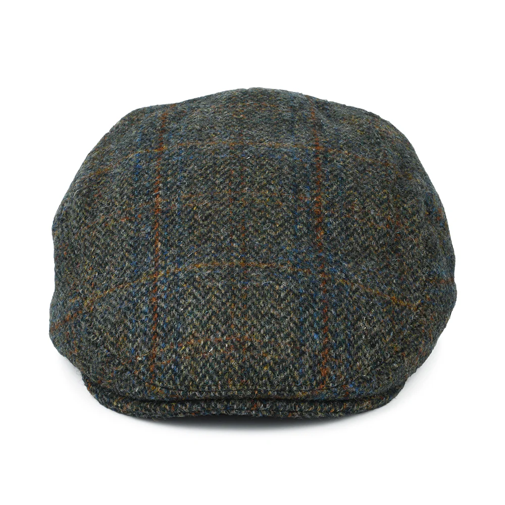 Failsworth Stornoway HARRIS TWEED Schiebermütze Fensterscheiben-Fischgrätmuster - Olivgrün-Blau-Rostrot - Image 2
