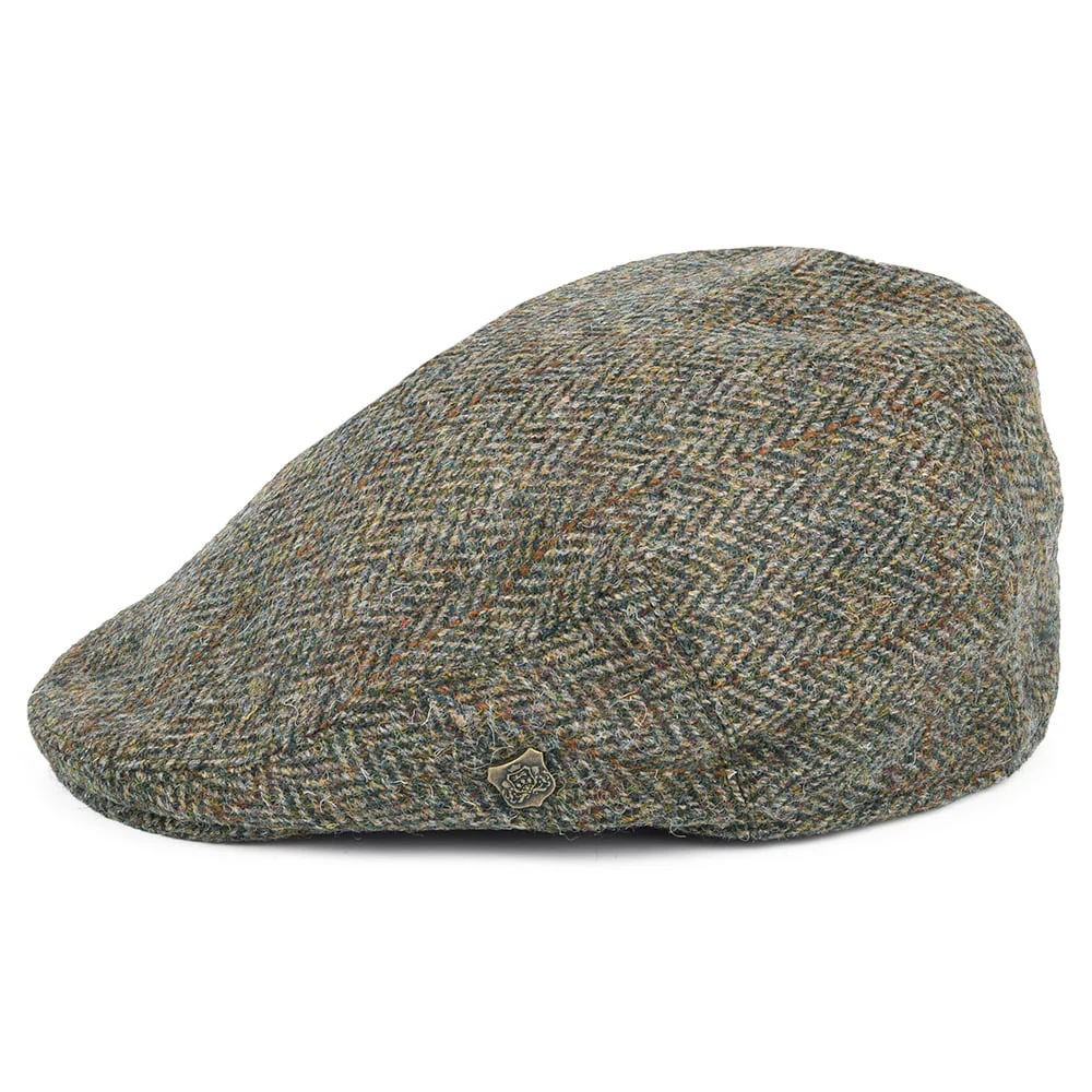 Failsworth Stornoway HARRIS TWEED Schiebermütze Fensterscheiben-Fischgrätmuster - Olivgrün-Blau - Image 3