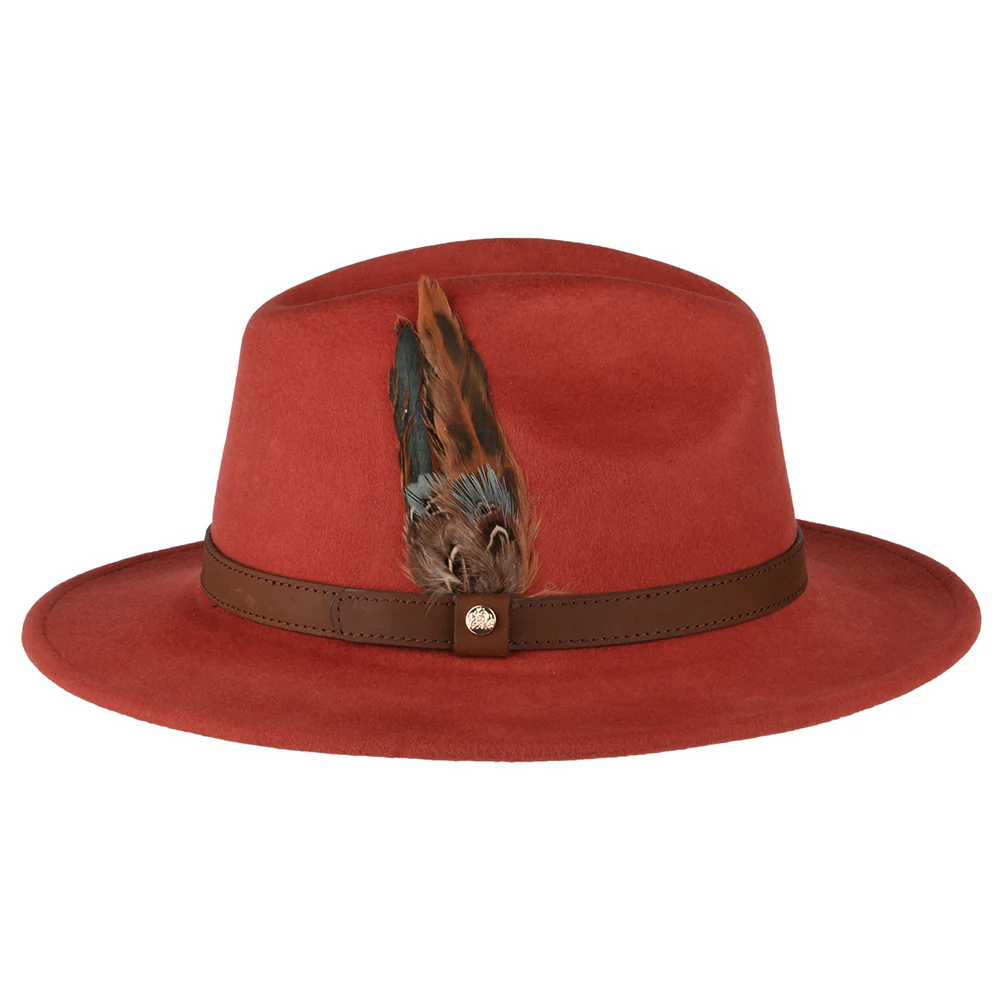 Failsworth Wasserabweisender Fedora Hut aus Wollfilz - Fuchsrot - Image 2
