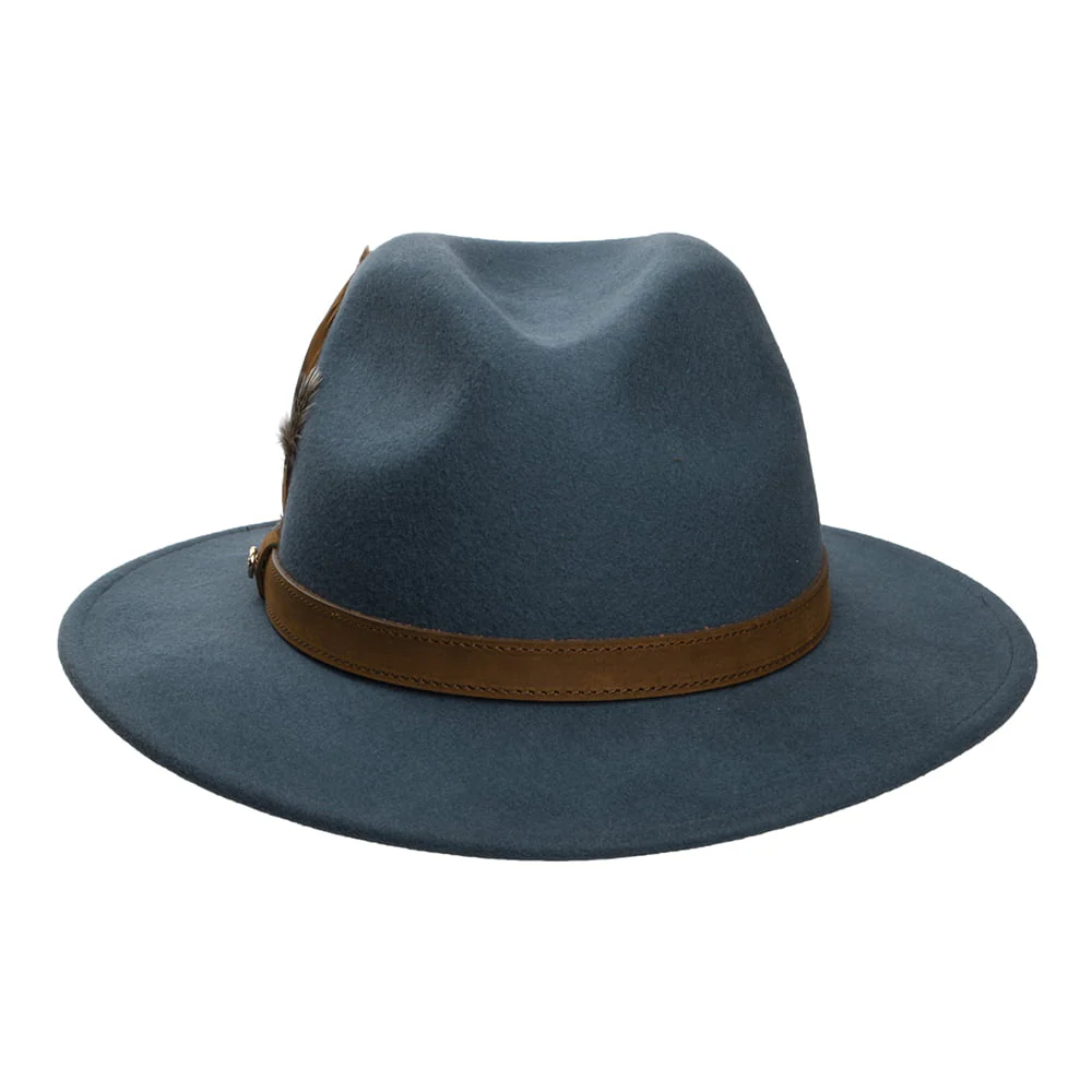Failsworth Wasserabweisender Fedora Hut aus Wollfilz Mit Federn - Schieferblau - Image 4