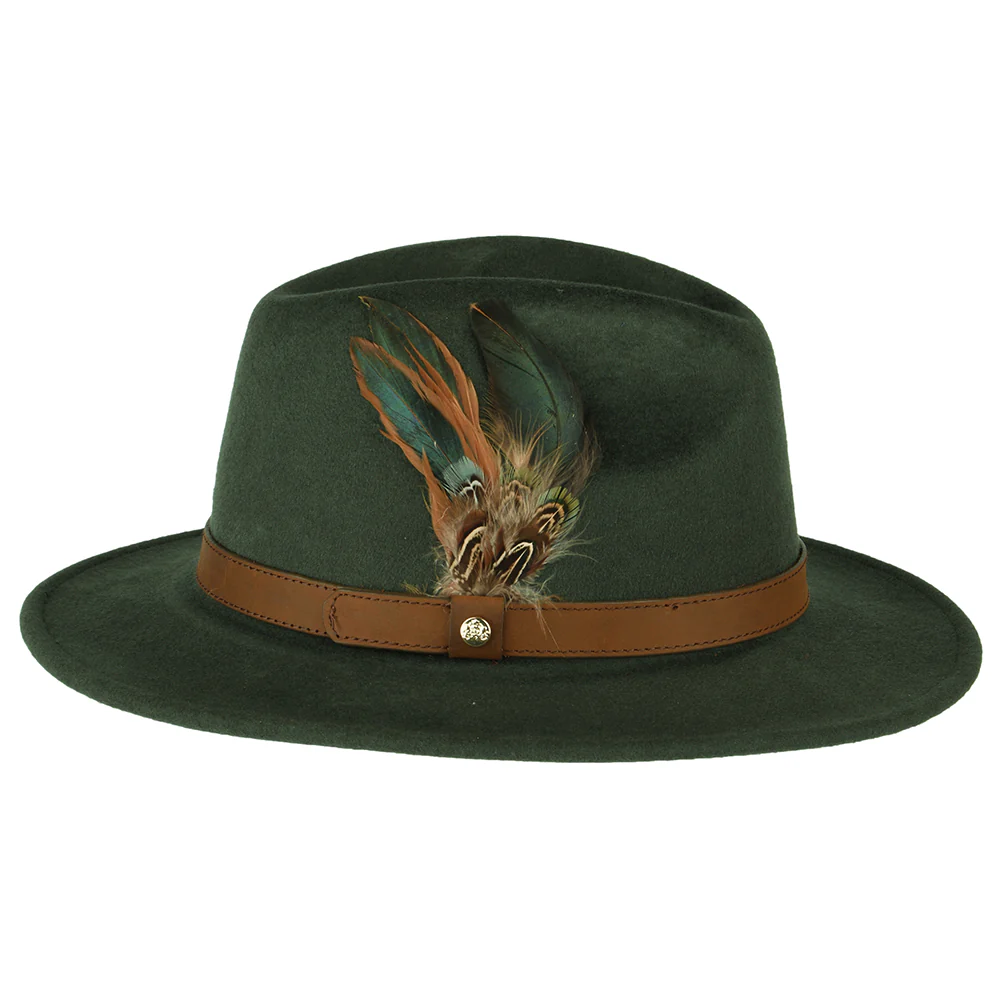 Failsworth Wasserabweisender Fedora Hut aus Wollfilz - Olivgrün - Image 2