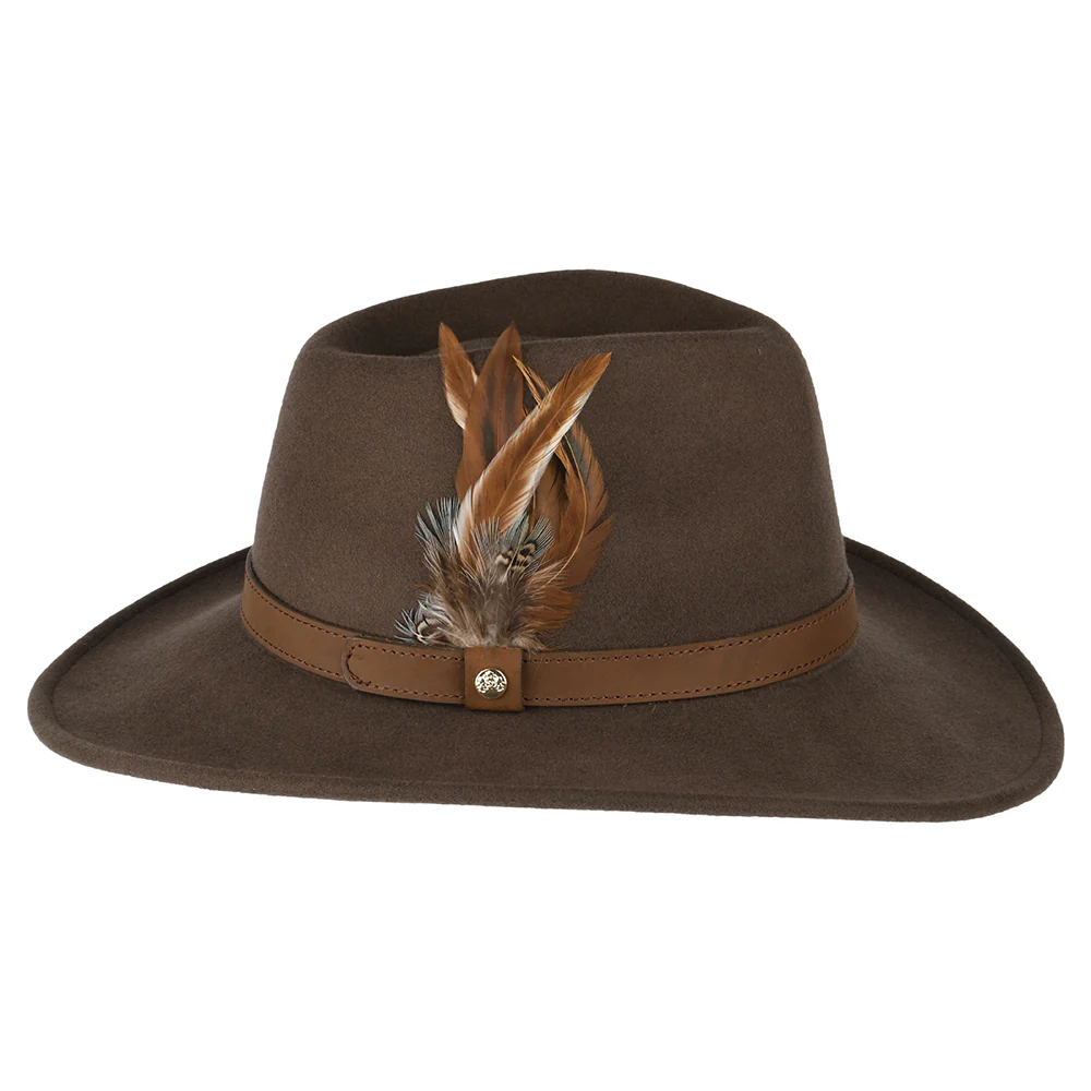 Failsworth Wasserabweisender Outback Hut aus Wollfilz Mit Federn - Braun - Image 2
