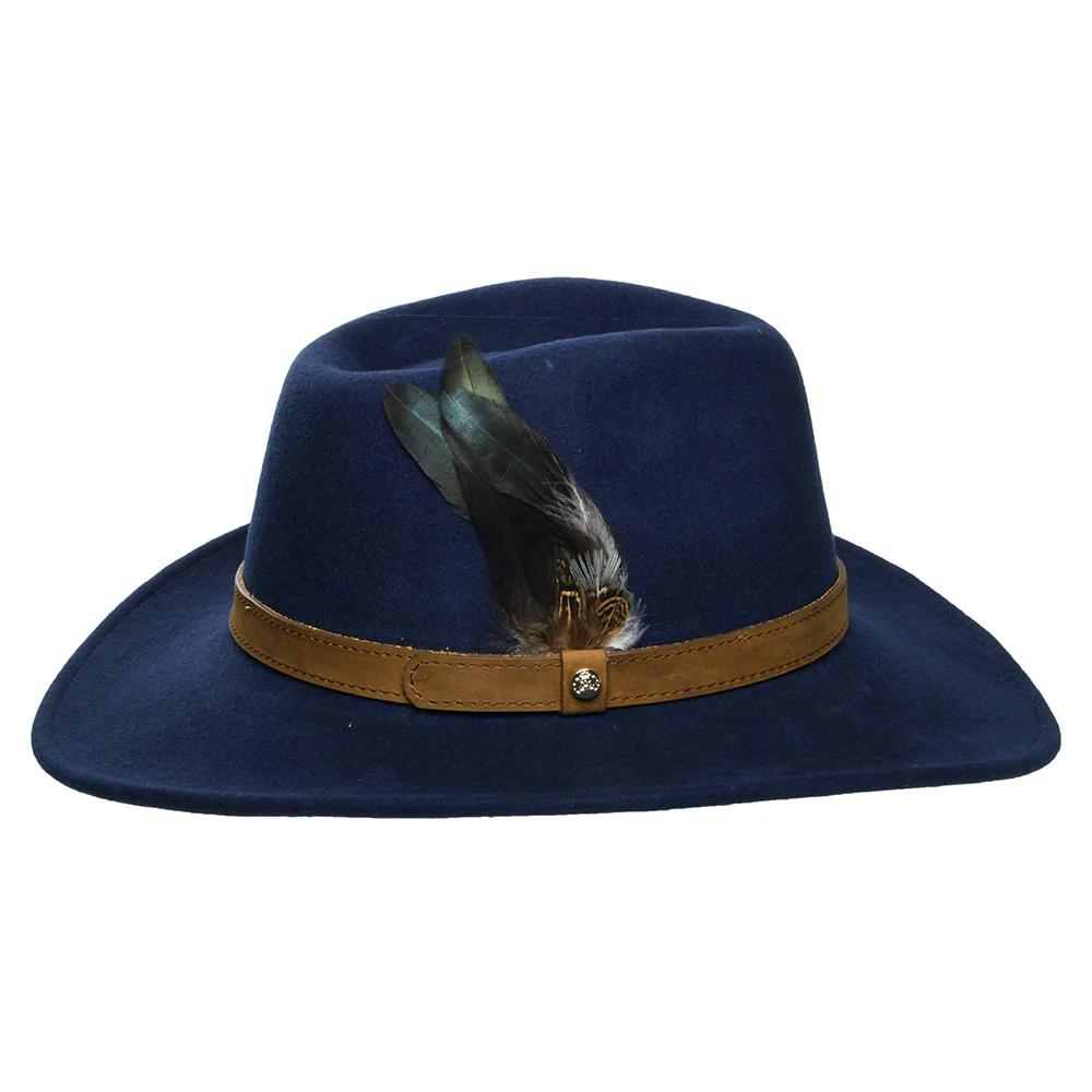 Failsworth Wasserabweisender Outback Hut aus Wollfilz Mit Federn - Marineblau - Image 3