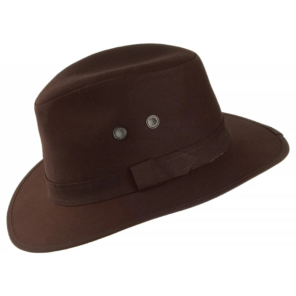Failsworth Waxed Drifter Wasserabweisender Fedora Hut aus British Waxed Cotton - Braun - Image 2