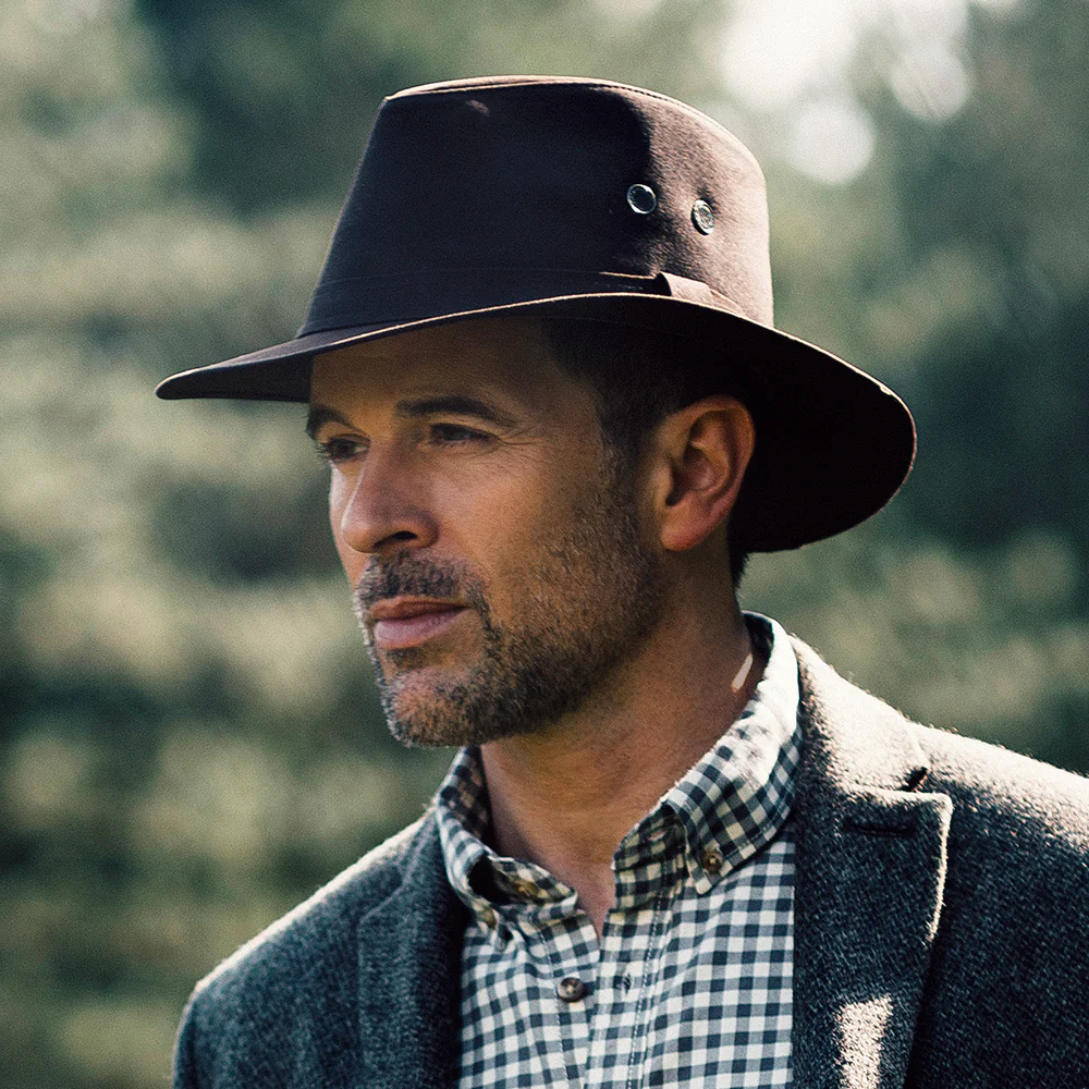 Failsworth Waxed Drifter Wasserabweisender Fedora Hut aus British Waxed Cotton - Braun - Image 4