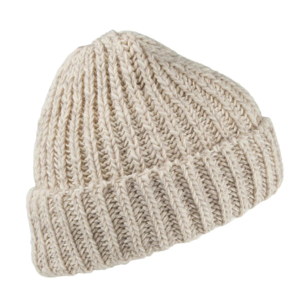 Highland 2000 Beanie Mütze mit Umschlag aus Englischer Merinowolle - Natur-Mix - Image 2