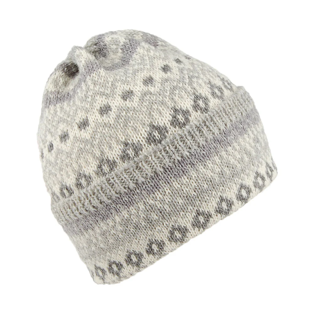 Highland 2000 Fair Isle Beanie Mütze mit Umschlag aus Wolle - Hellgrau - Image 2