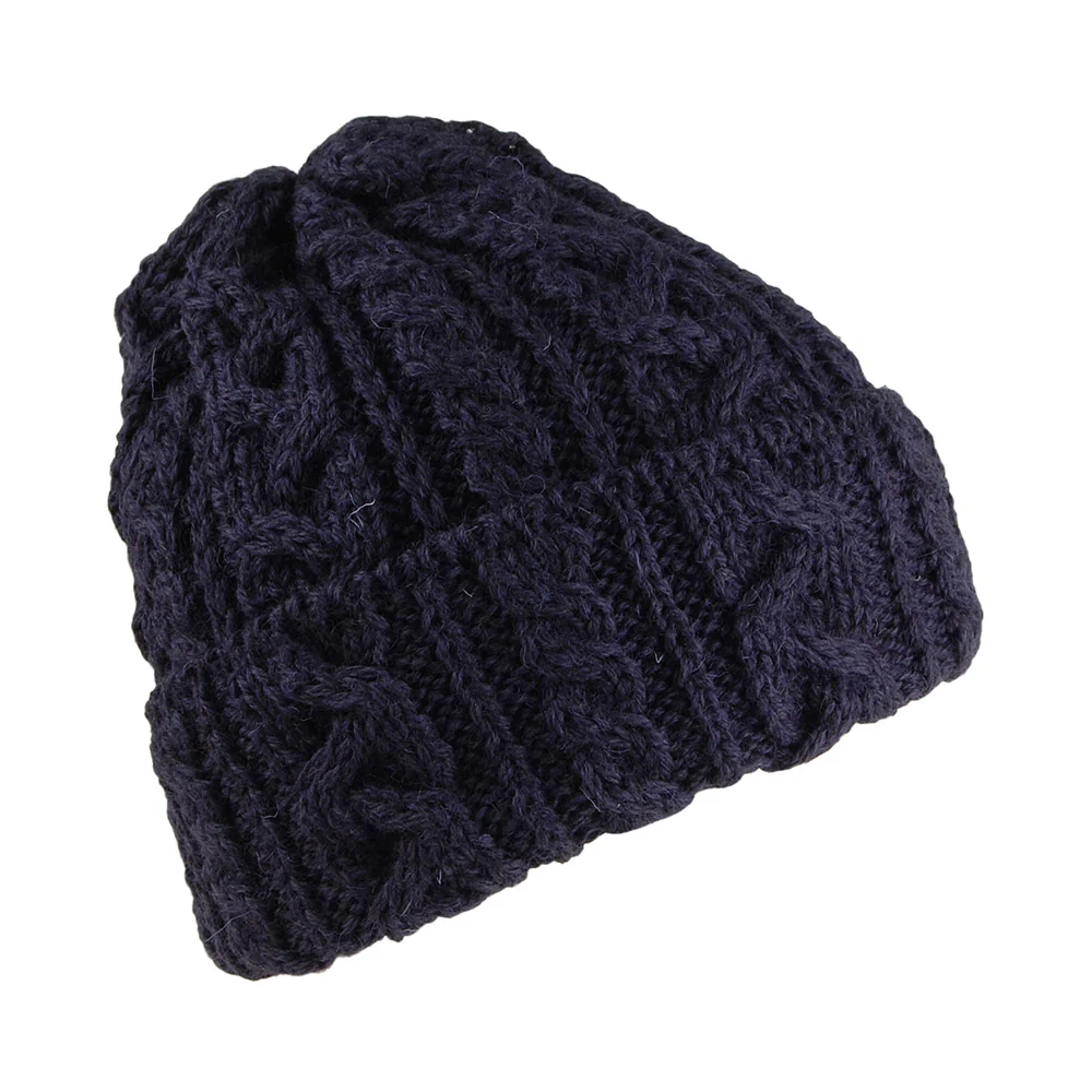 Highland 2000 Kabelstrick Beanie Mütze mit Umschlag - Marineblau - Image 2