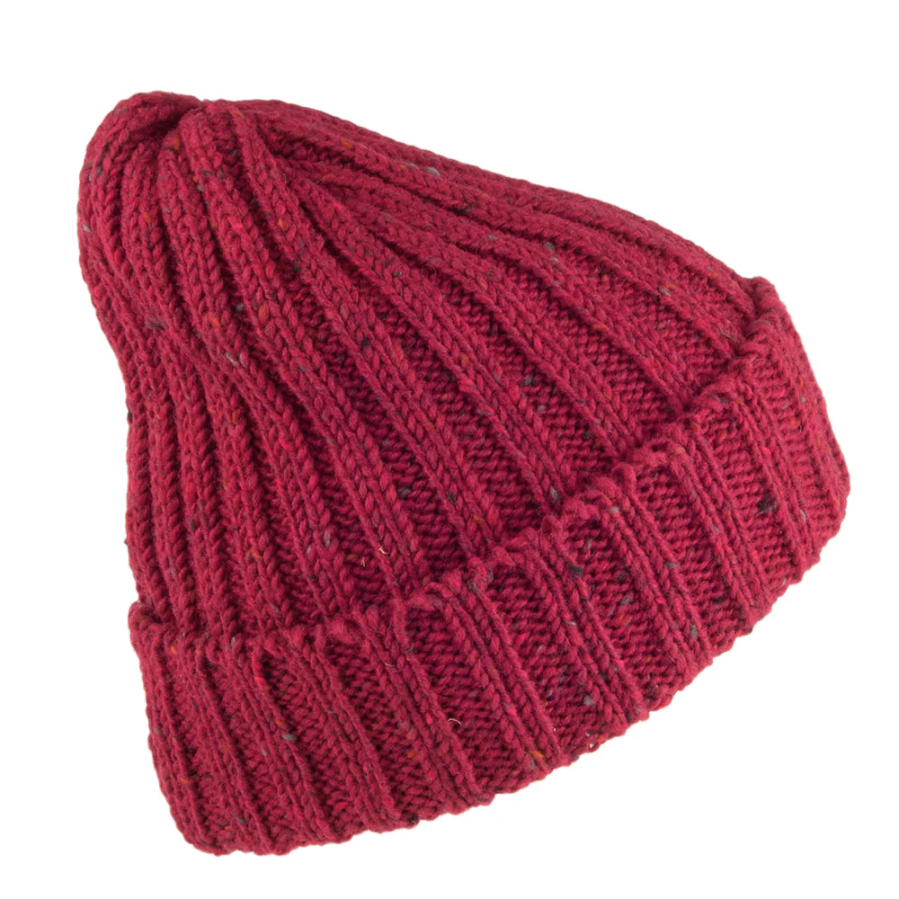 Highland 2000 Kilcarra Beanie Mütze mit Umschlag aus Wolle - Burgunderrot - Image 2