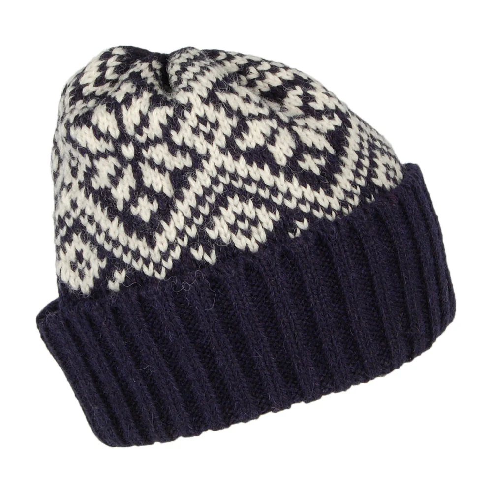 Highland 2000 Schneeflocke Beanie Mütze aus Alpakawolle - Marineblau - Image 2