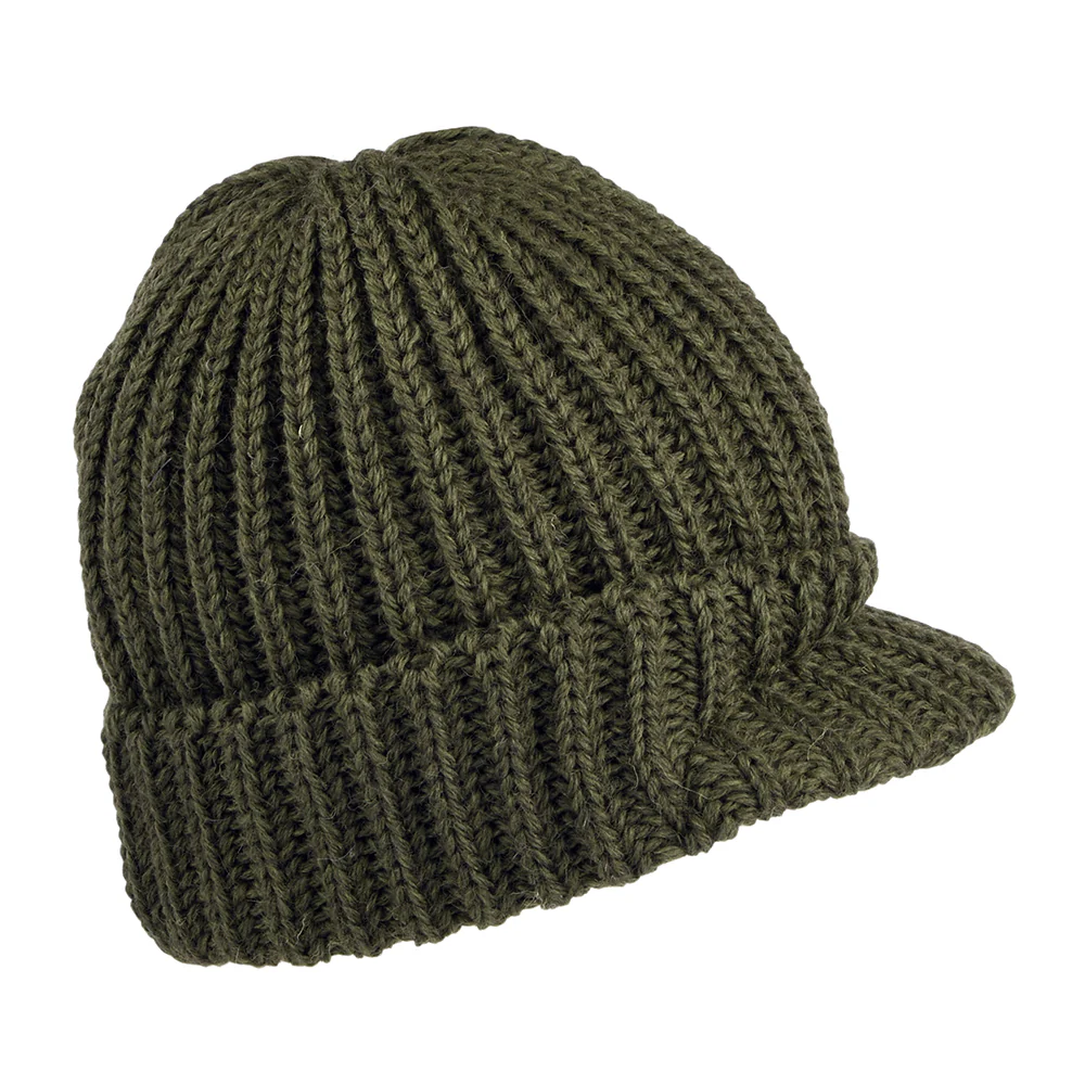 Highland 2000 Small Peak Beanie Mütze aus Englischer Wolle - Olivgrün - Image 2