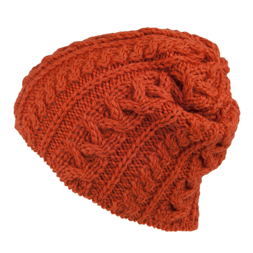Highland 2000 Übergroße Beanie Mütze aus Englischer Wolle - Verbranntes Orange